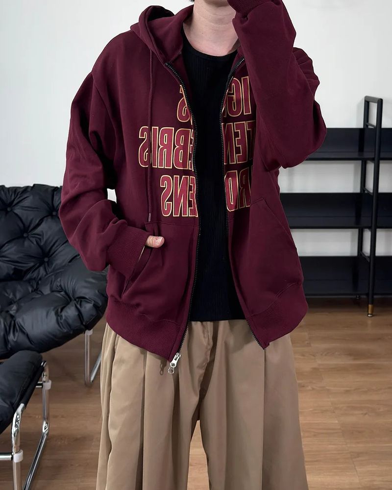 Ignel Lettering Crop Hoodie Zip-Up