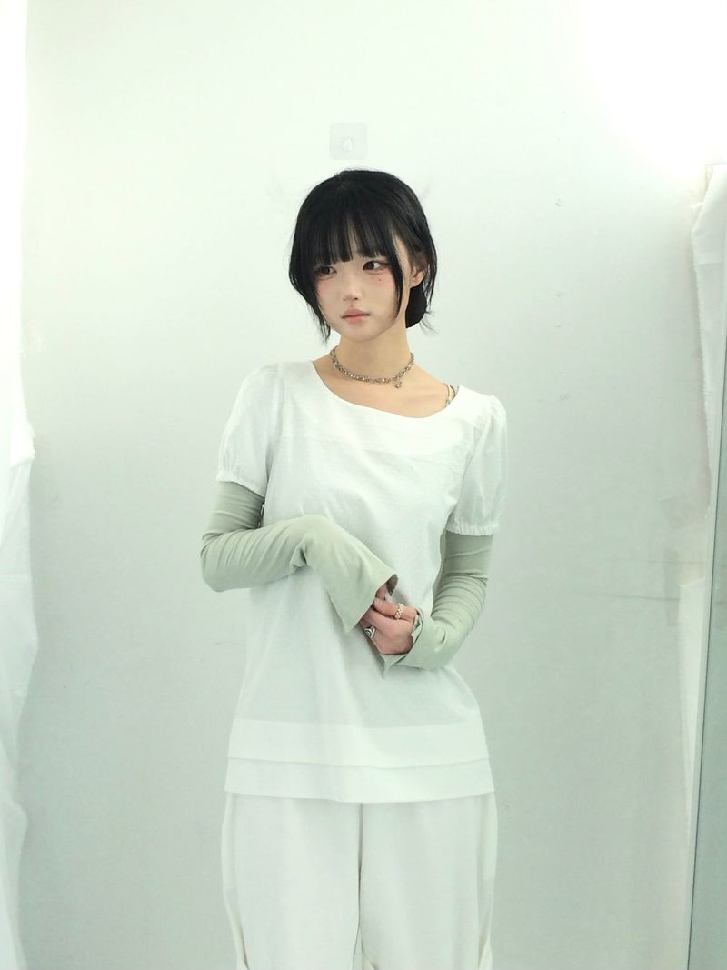 DotTexture Lace Line Mini Dress