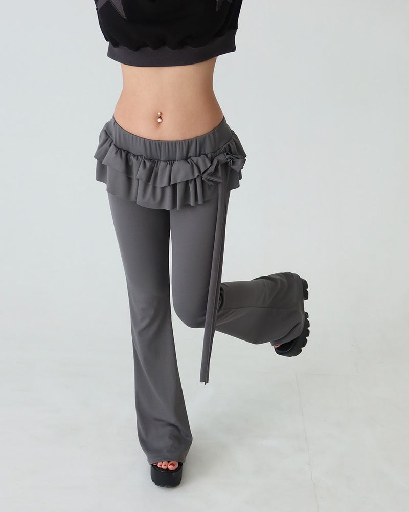 cancan frill layered bootcut pants