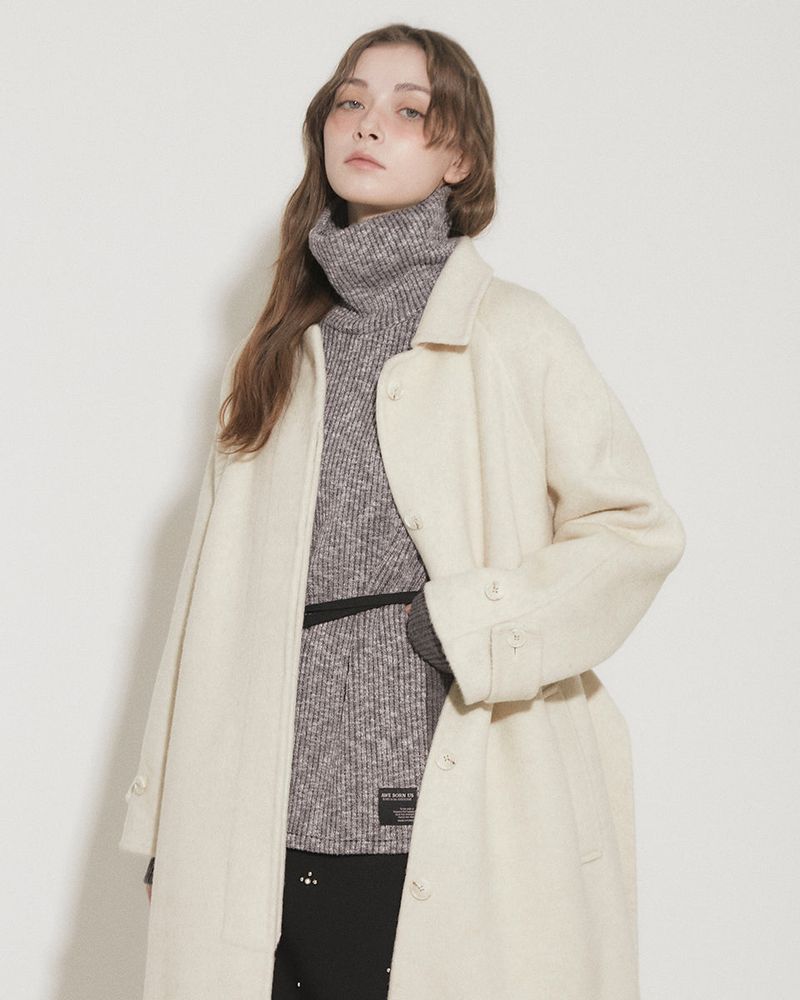 WOOL BALMACAAN COAT [IVORY]