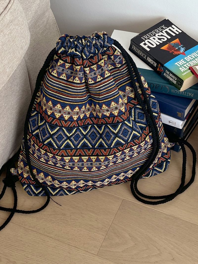 Rums Vintage Bohemian Pattern String Cotton Backpack