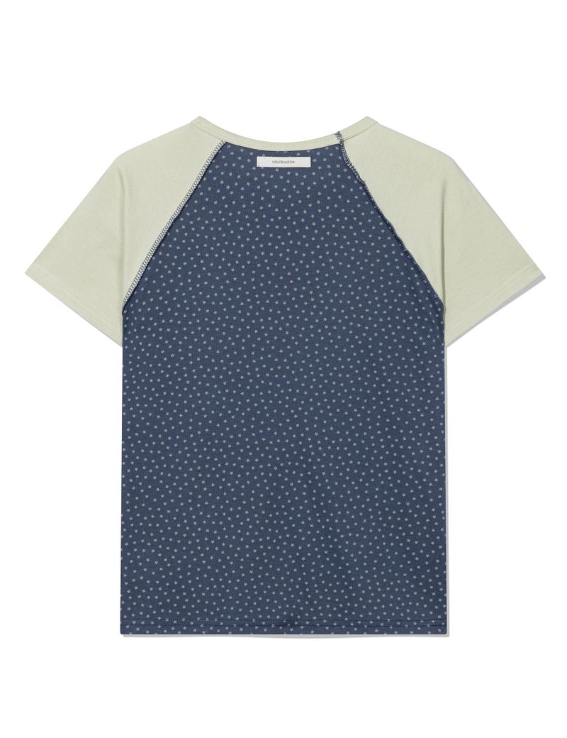 STAR CONTRAST RAGLAN T-SHIRT(NAVY)