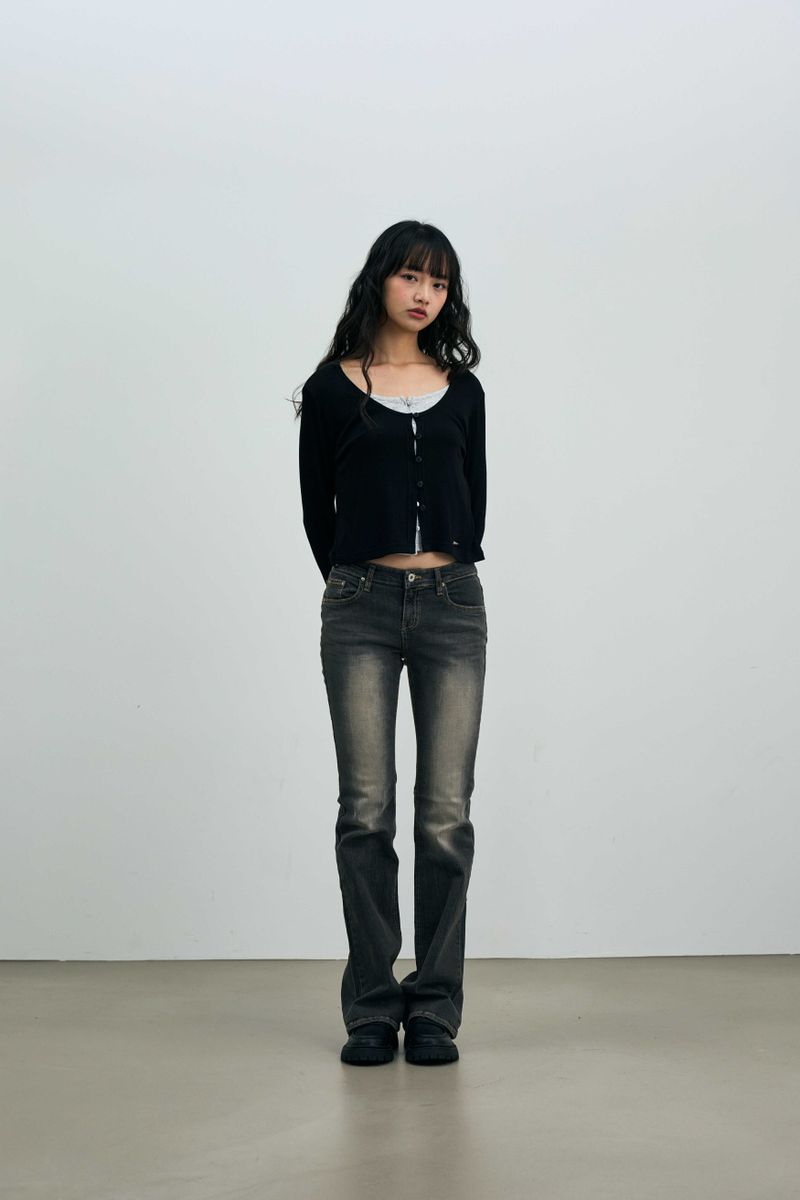 LYLA LAYERED CARDIGAN / BLACK-MELANGE