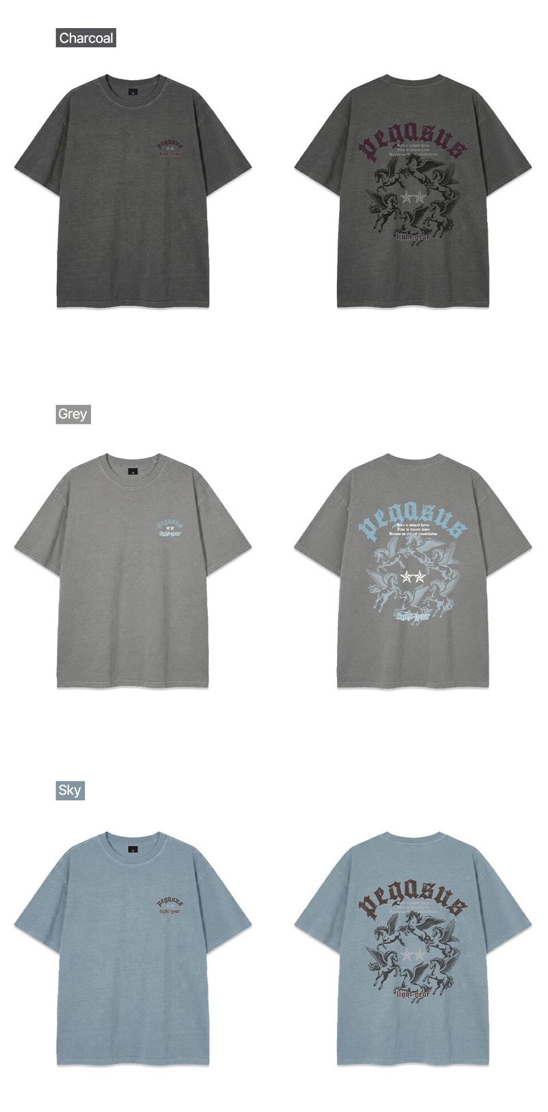 pegasus pigment-dyed short-sleeve t-shirt (3color)