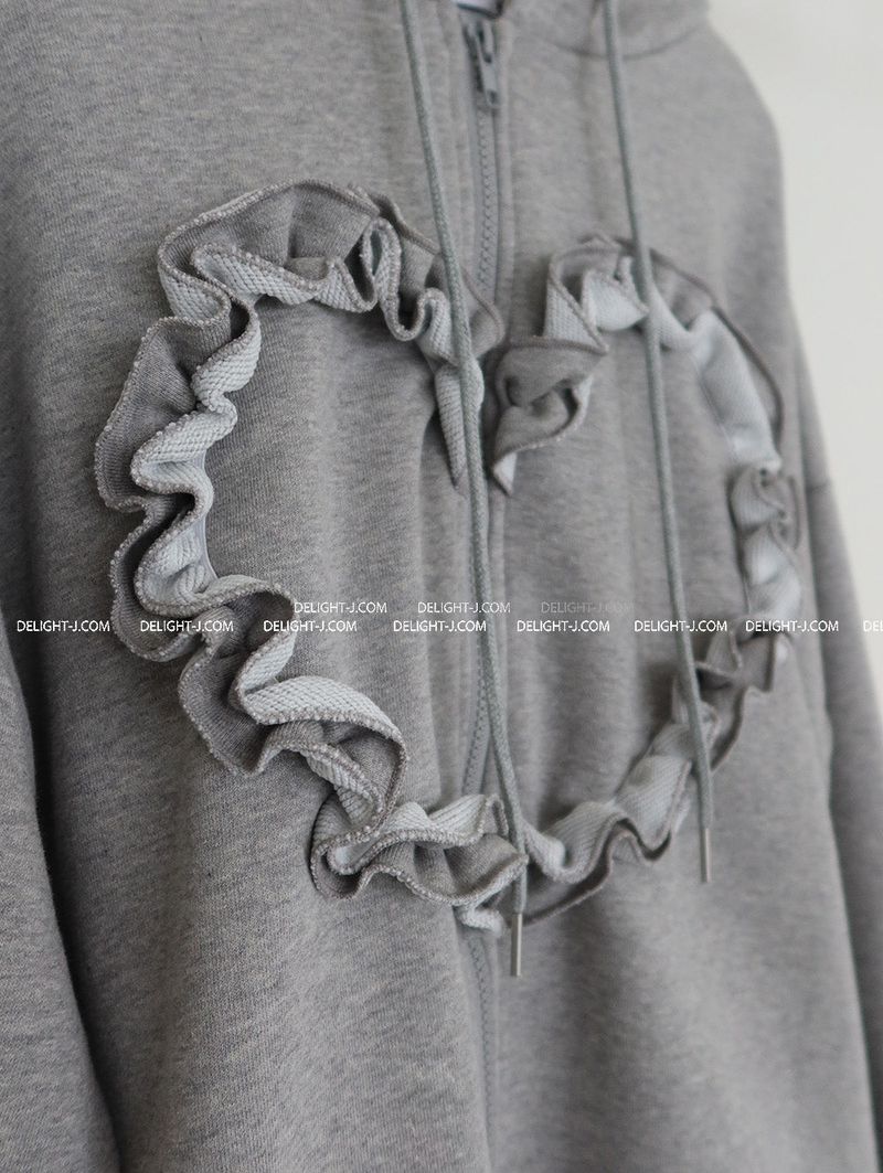 Heart frill oversized fit hooded jacket