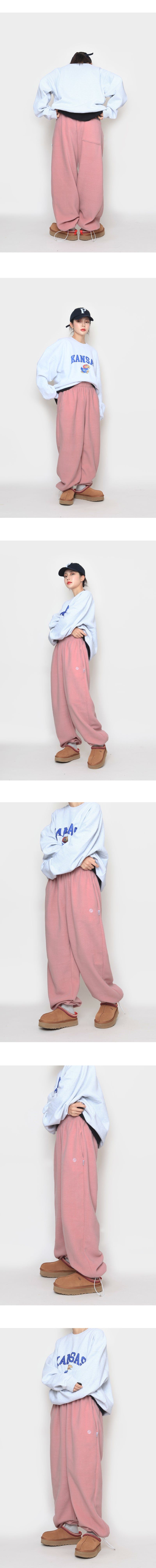 fleece embroidered string pants