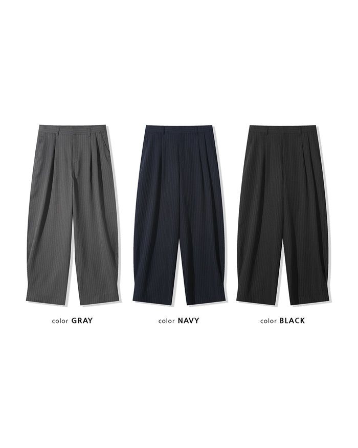 (UNISEX) Pintuck Stripe Wide Slacks