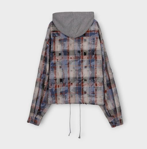 Vince damage checked hoodie jacket