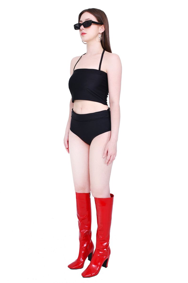 4-way multi tricot jersey span crop tube top (black)