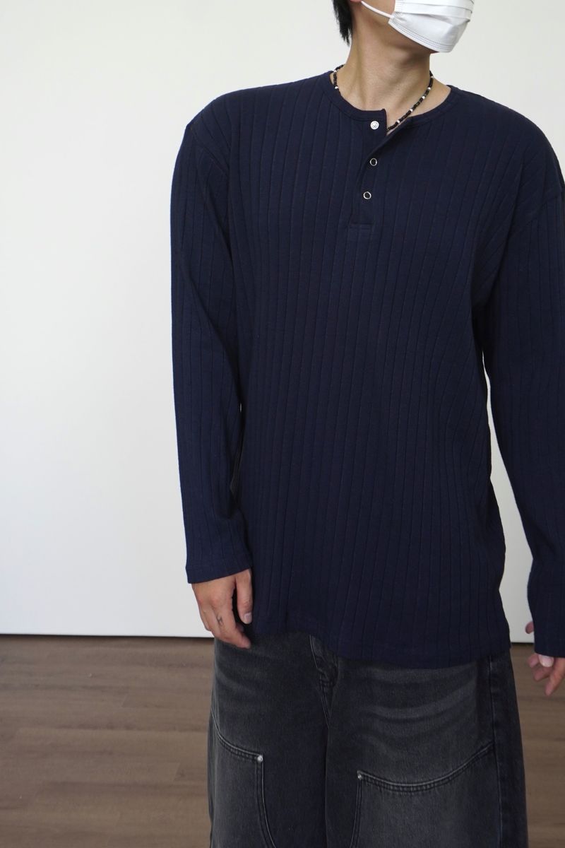 simple line henry neck long-sleeve 3C