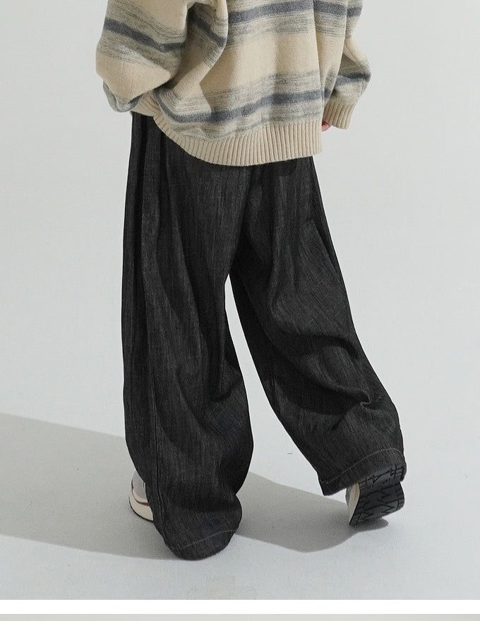 Natural Pintuck Balloon String Denim Pants