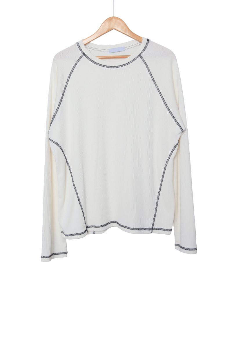 Ribbed Line Long Sleeve T