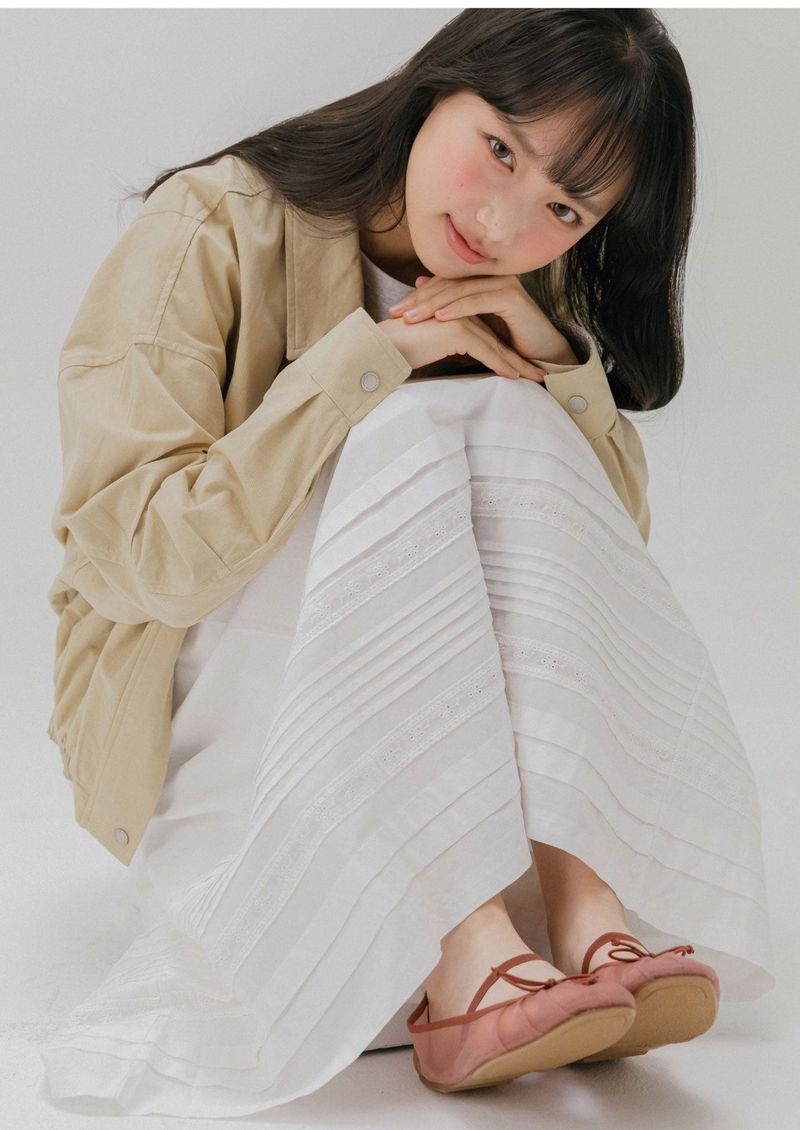 PINTUCK COTTON LONG SKIRT (WHITE)