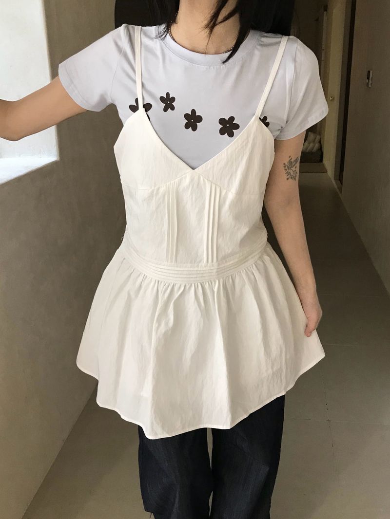 Roen Pintuck Layered Slip Mini Dress