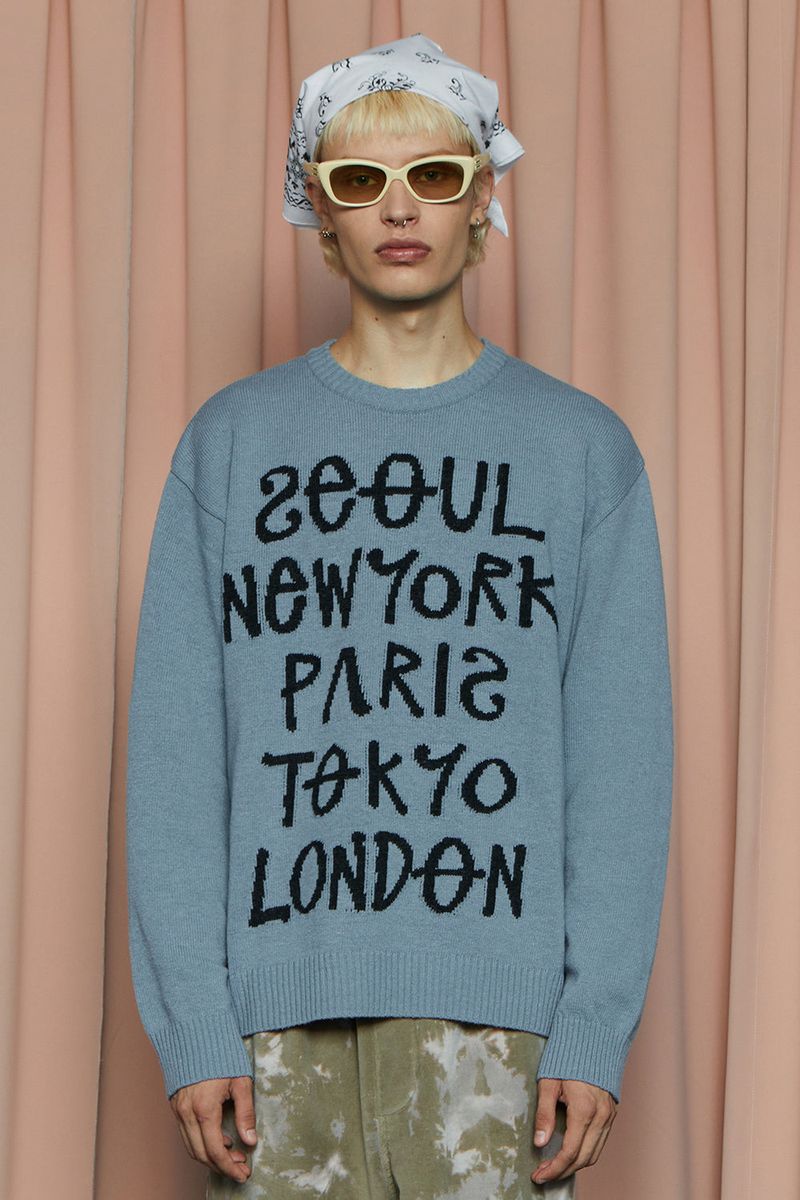 UNALLOYED(アナロイド)の「CITY ROUND KNIT / BLUE(Tops)」