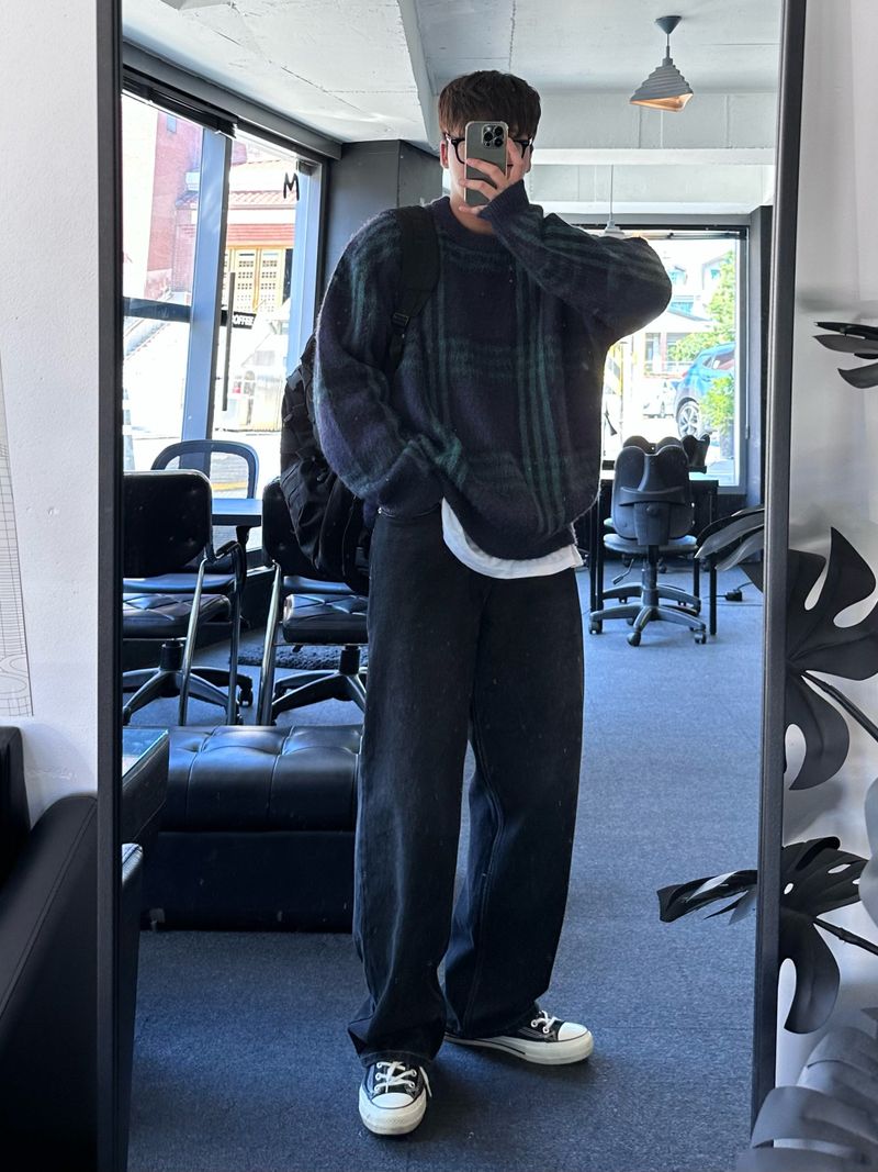 maranda check loosefit knit
