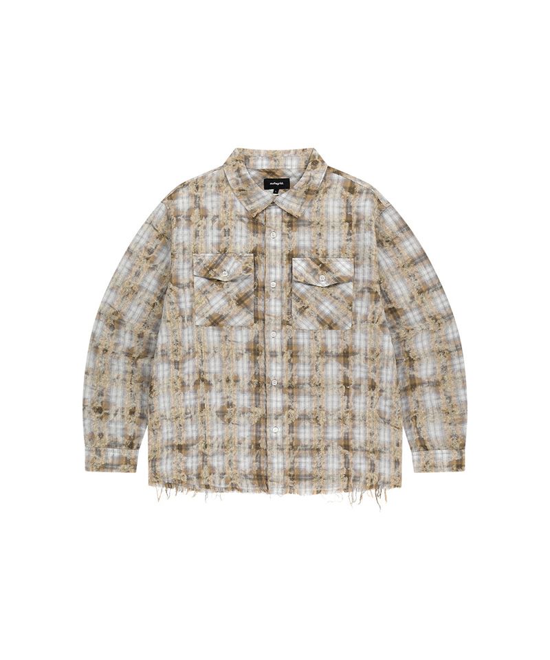 BLEACHED RAW-CUT CHECK SHIRT