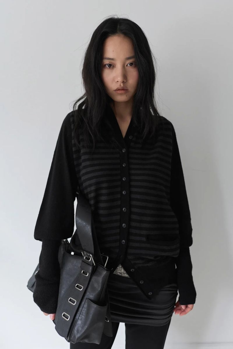 PORTERNA（ポルテナ）の「26SS★ STRIPE HALTER WOOL KNIT CARDIGAN（Tops）」