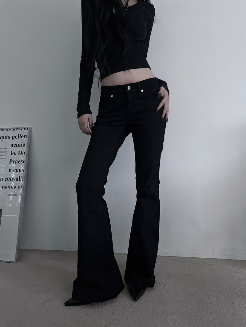 low rise black bootcut denim