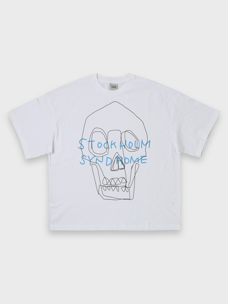 stockholm syndrome（ストックホルムシンドローム）の「ラインスカルTシャツ - ホワイト（トップス）」