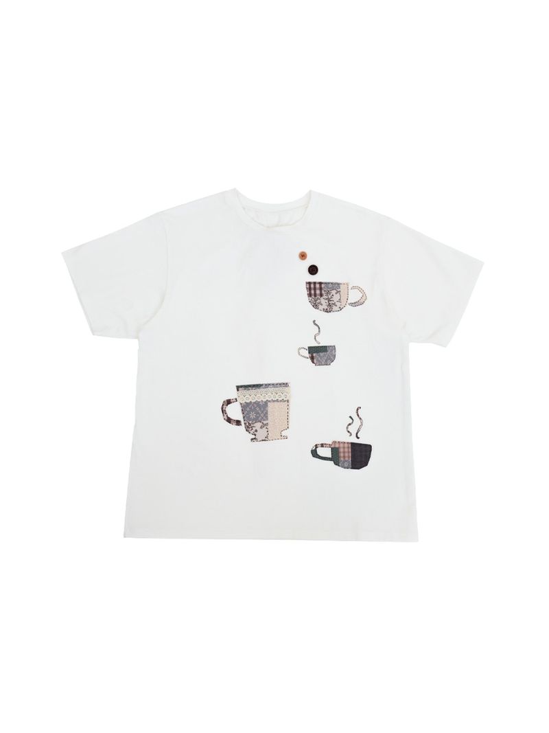 TEA CUP CROCHET T-SHIRT / WHITE