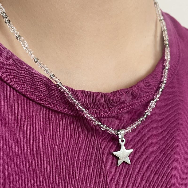 khaki point star necklace