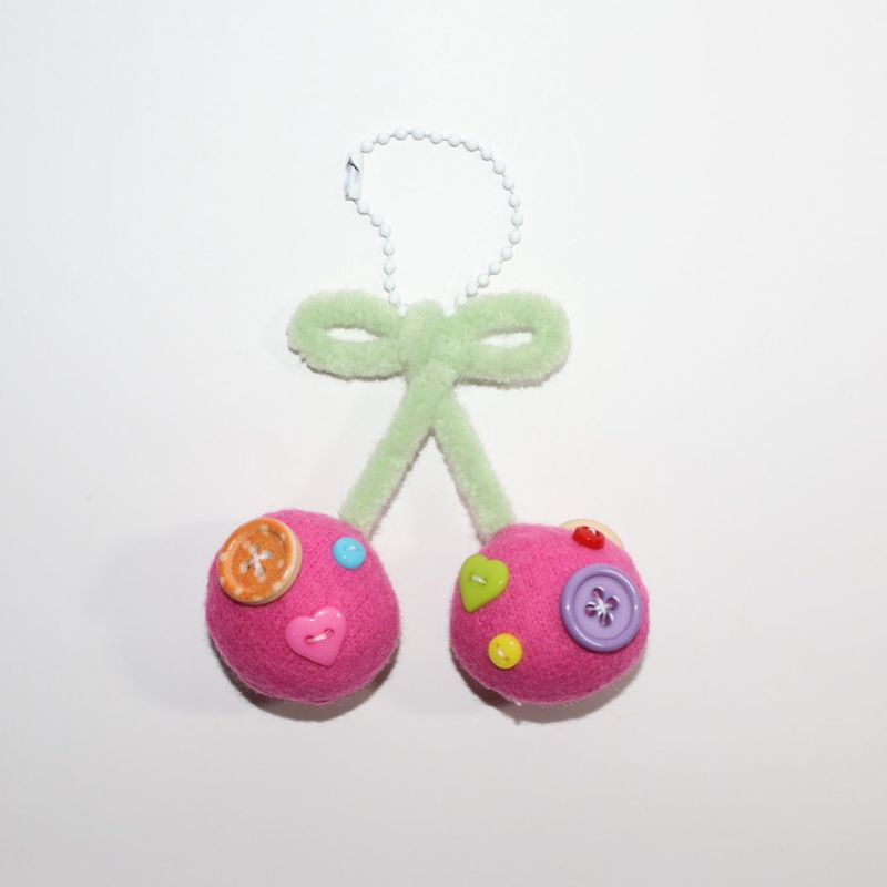 【MADE】BUTTON CHERRY KEYRING-PINK