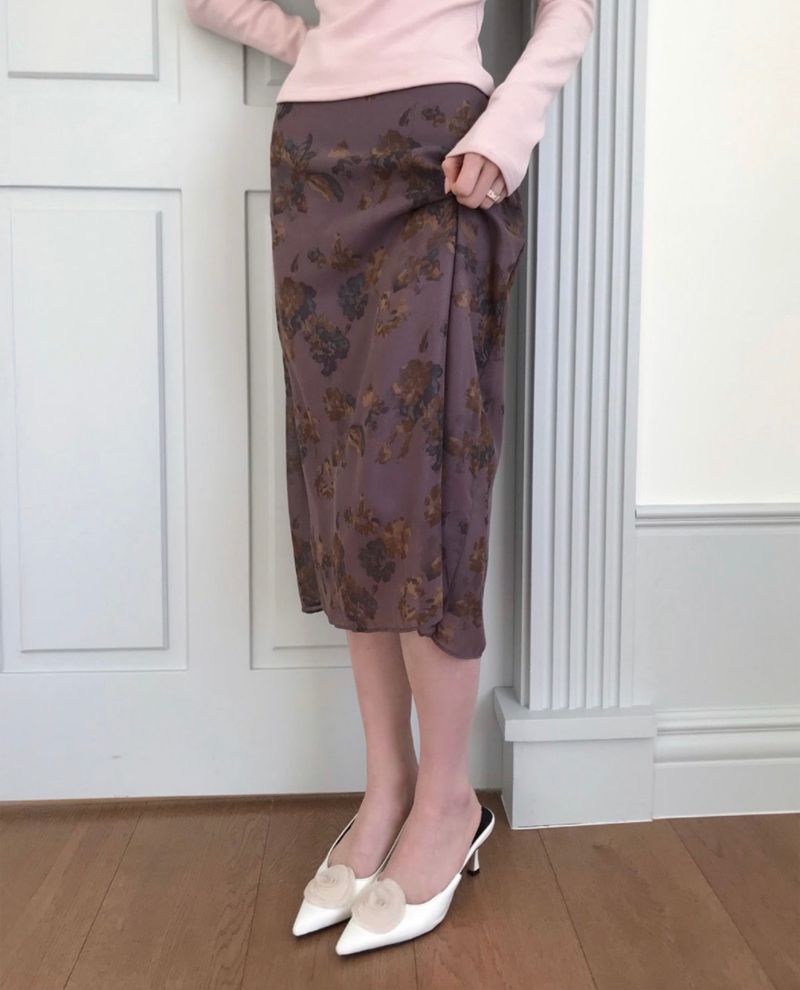 deep rose vintage chiffon midi sk