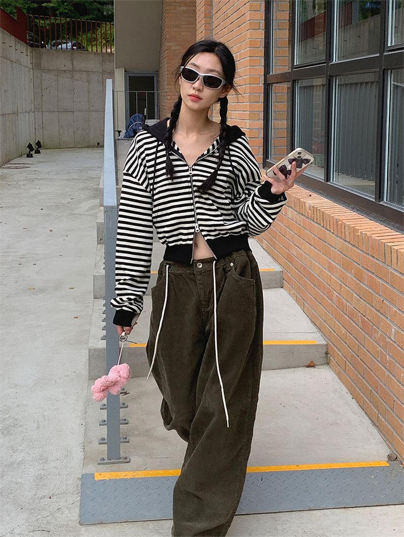2WAY STRIPE HOODIE ZIP-UP (2COLOR)