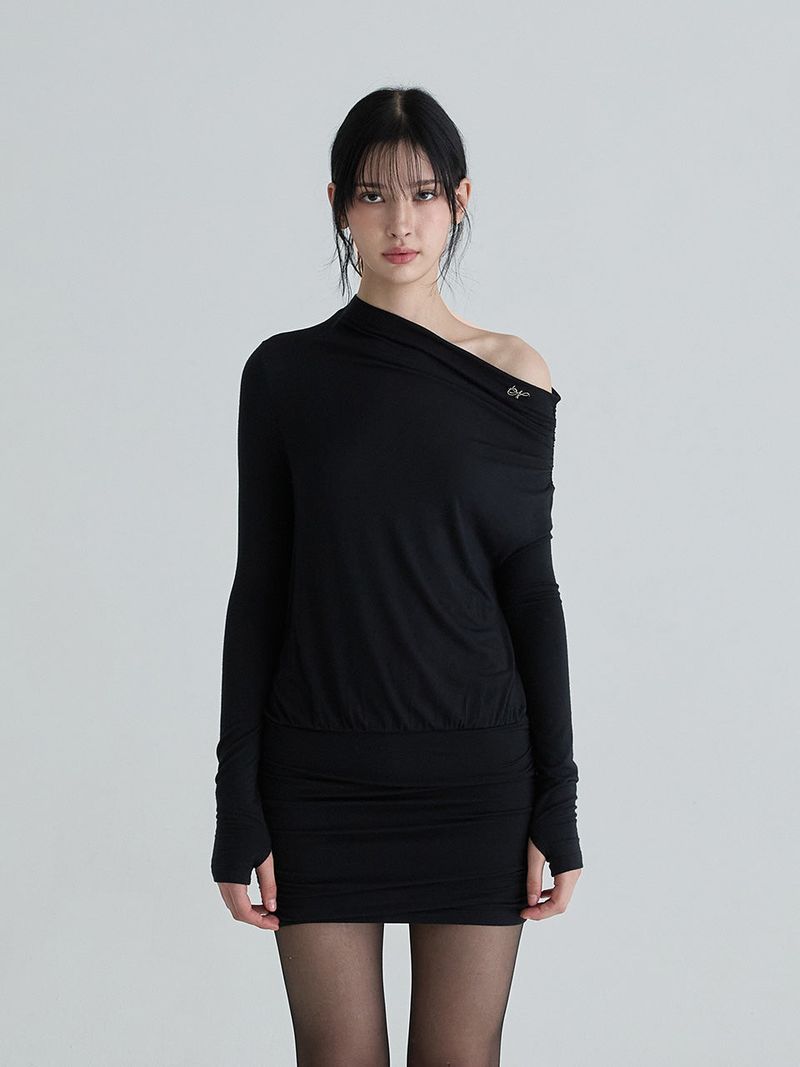 Not your rose（ノットユアローズ）の「Shirring symbol dress (Black)（Dresses）」