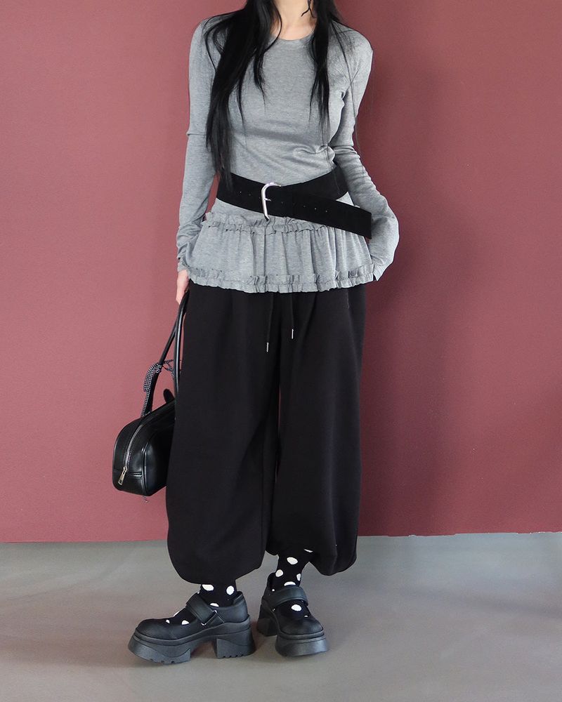 フリルレイヤードロングシャツ