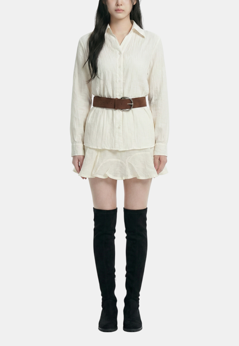 Roen Wrinkle Shirt Skirt Set