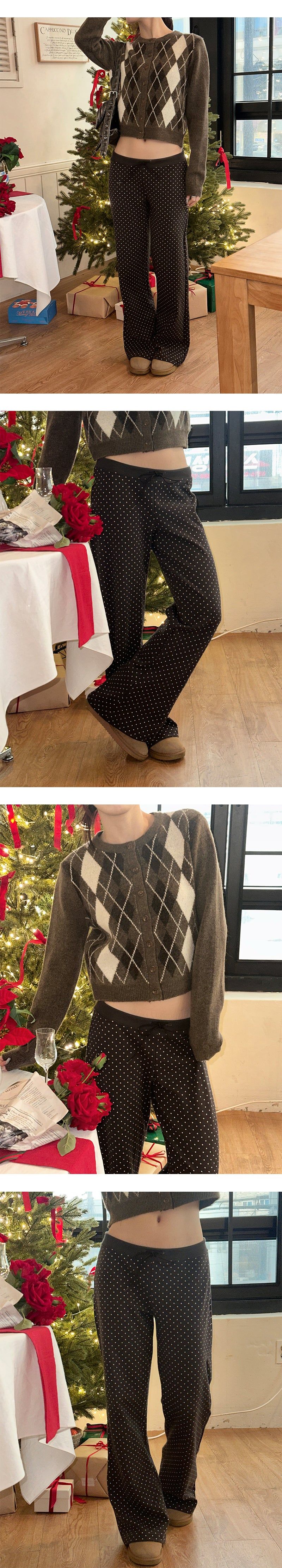 Dot row banding pants(3color)