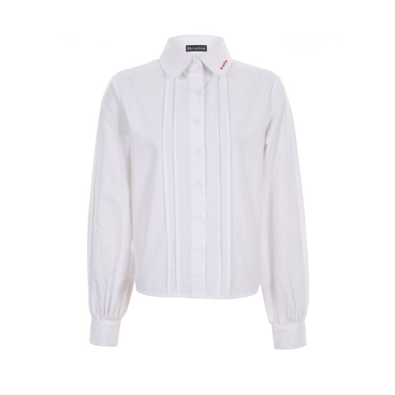Round collar pintuck blouse 002
