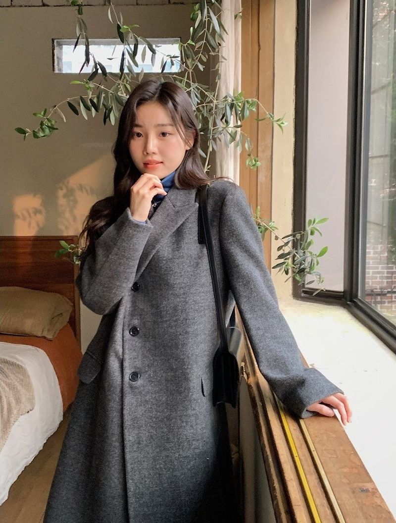 Modern Twill Overfit Wool70 Long Coat (2color)