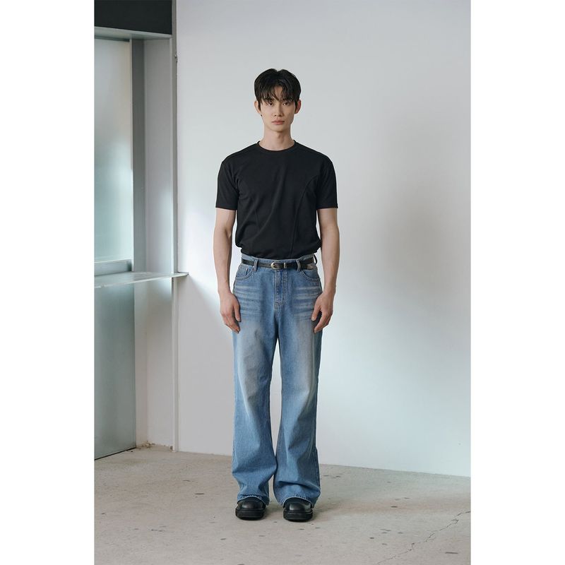 [Muscle fit] Cool curve half t-shirts(Black)