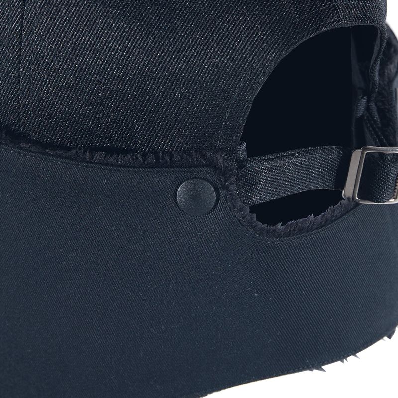 EAR FLAP BALL CAP BLACK / VELBOA FLAP