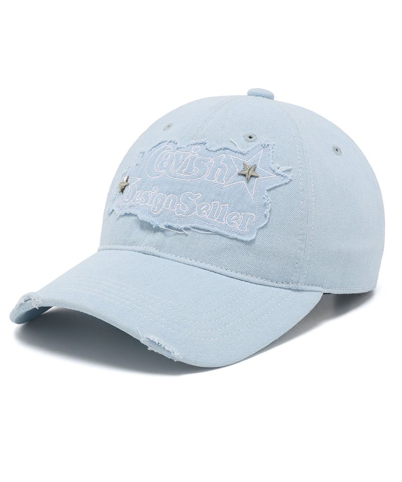 cavish（カビシ）の「RAWCUT STUD DENIM CAP LIGHT BLUE(CV2ESUAB21A)（Hats）」