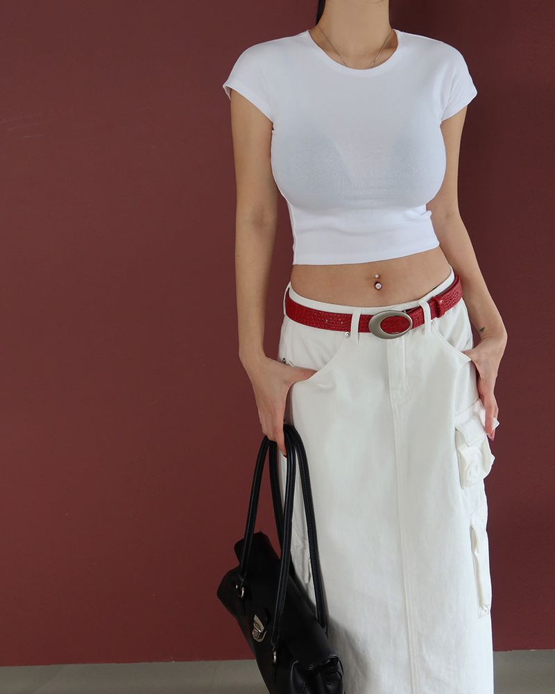 Soft cropped short-sleeved T-shirt