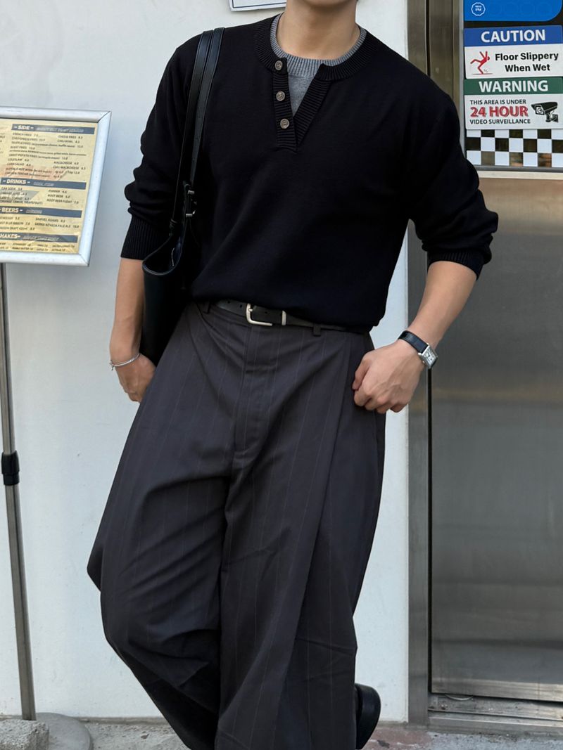 Ranne stripe pintuck curved pants