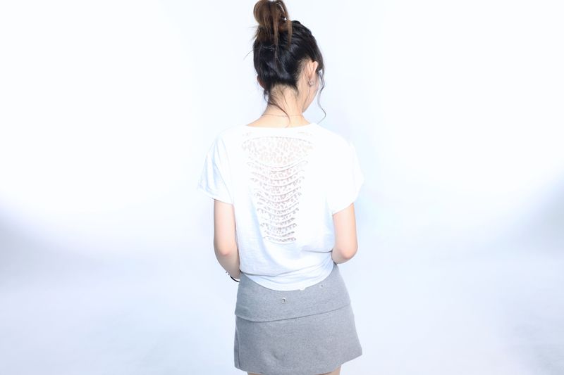 Grunge Claw Leopard Eyelet Tee - White