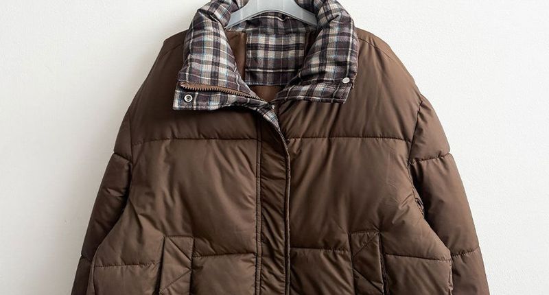 Pomi checkered lining padded jumper
