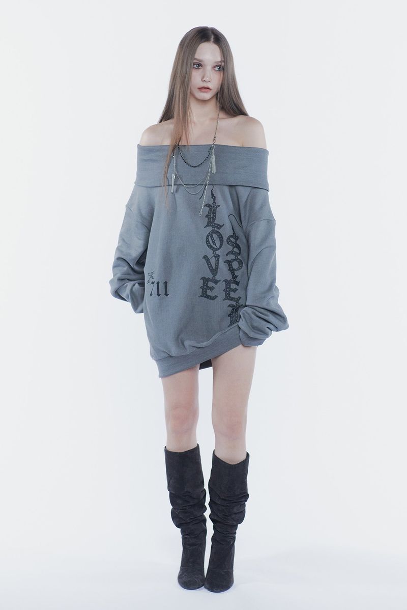 SPELL OFF-SHOULDER SWEATSHIRT charcoal