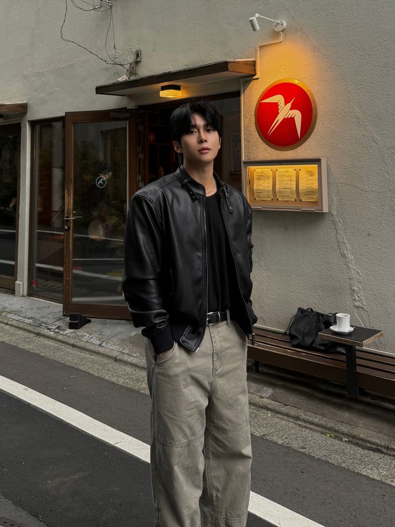 Belt leather ma-1 jacket