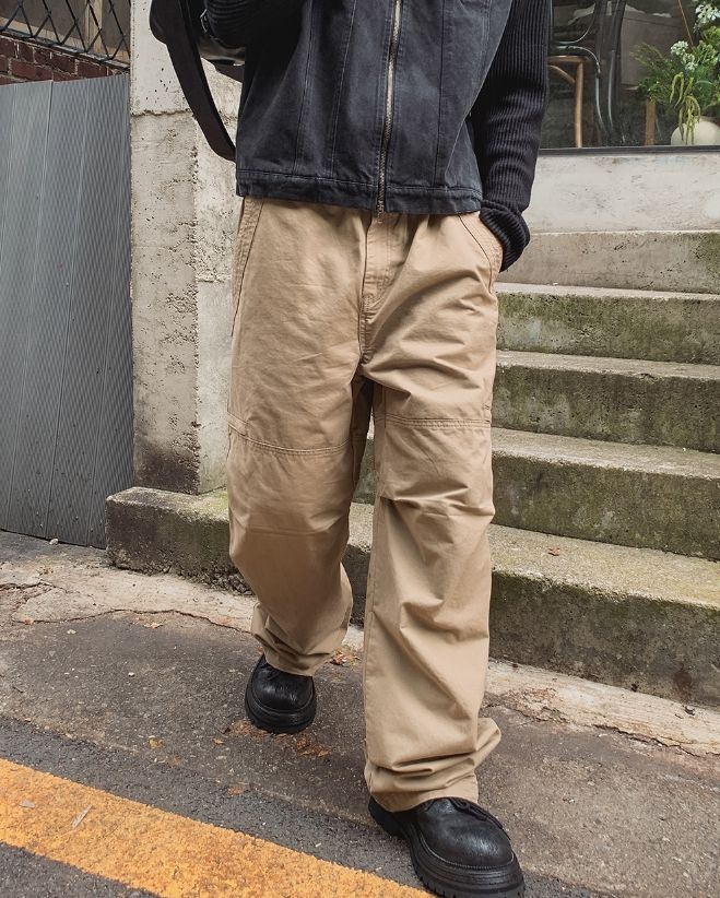 フィールデン プレート ジッパー ワイド パンツ