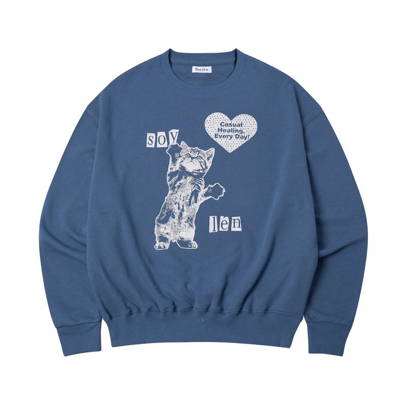 Soylen（ソイレン）の「ハートキャットスウェットシャツ (BLUE)（トップス）」