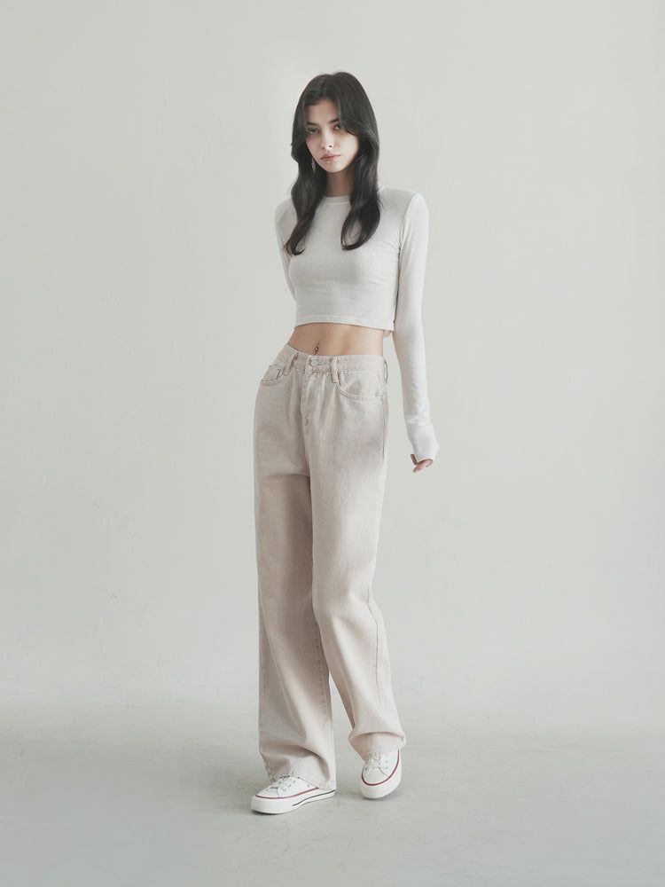 W104 DYEING WIDE PANTS_BEIGE