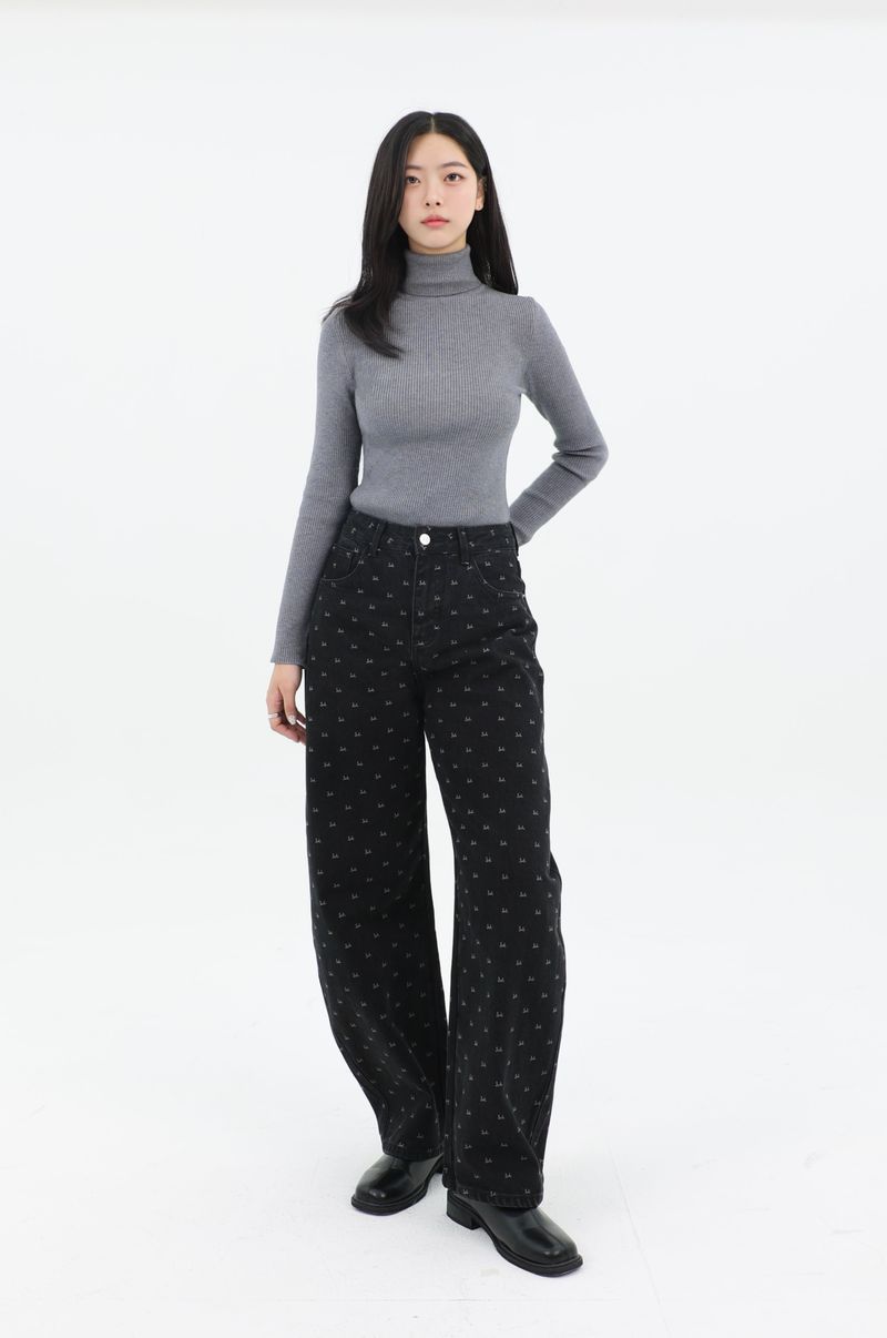 CLOUD FLEECE RIBBON PRINTED CURVED FIT DENIM_BLACK code 26010-1