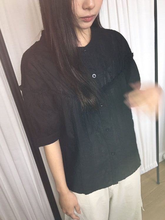 Dodo Lace Puff Short Sleeve Blouse