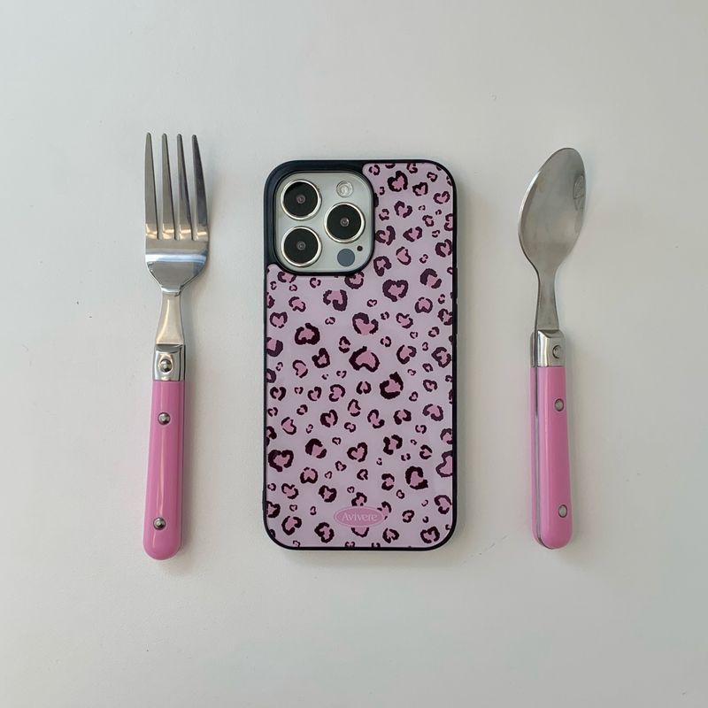 [MADE] leopard glass bumper case(pinkheart)